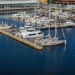 Commercial boats docked at Sydney Marina.