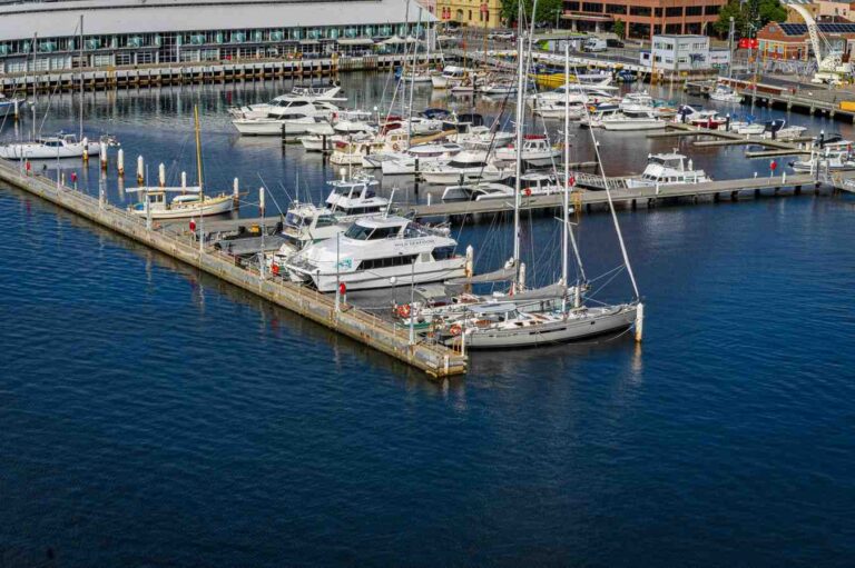 Commercial boats docked at Sydney Marina.